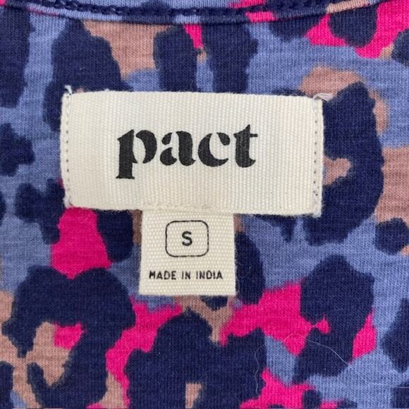 Pact NEW Rainbow Leopard Empire Waist Pocketed 3/4 Sleeve  Knit Mini Dress S - Picture 4 of 9